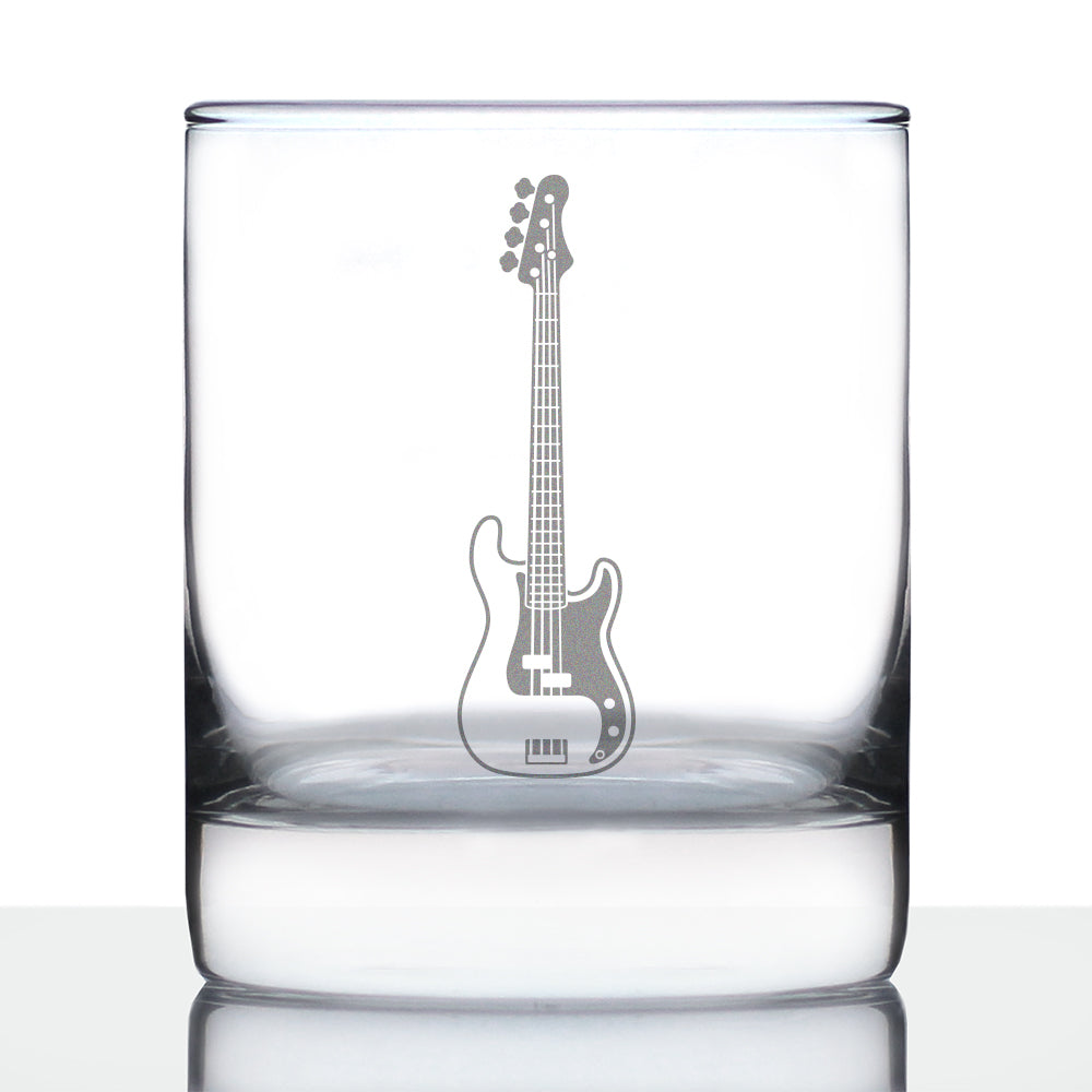 Electric Bass Rocks Glass - Music Gifts for Bass Players, Teachers and Musical Accessories for Musicians that Play Bass Guitar - 10.25 Oz Glasses