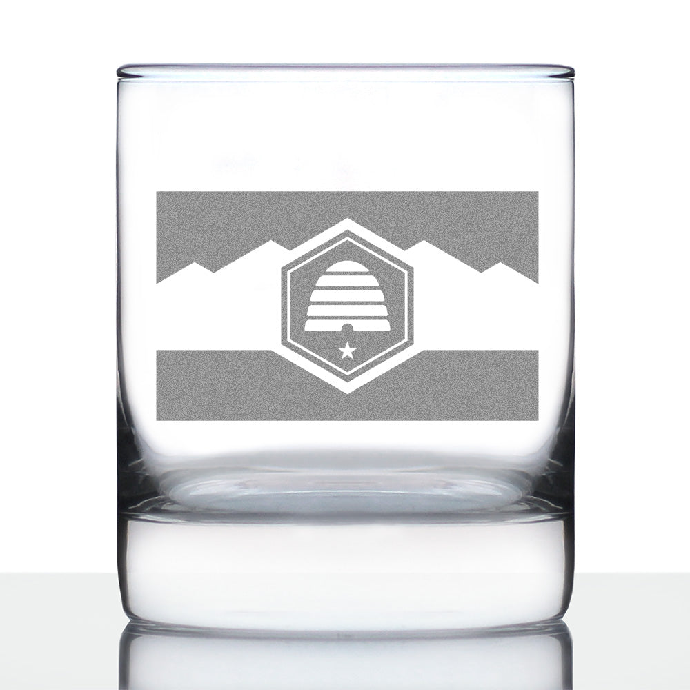 Utah Flag Whiskey Rocks Glass - State Themed Drinking Decor and Gifts for Utahn Women &amp;amp; Men - 10.25 Oz Whisky Tumbler Glasses (Copy)