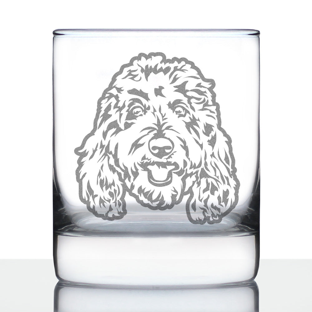 Golden Doodle Face - Whiskey Rocks Glass - Goldendoodle Gifts for Women &amp;amp; Men - 10.25 oz Glasses