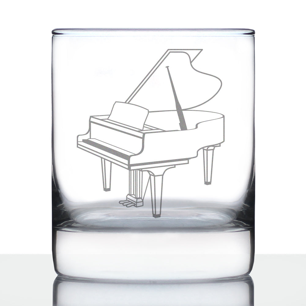 Grand Piano Rocks Glass - Music Gifts for Piano Players, Teachers and Musical Accessories for Musicians that Play Keys - 10.25 Oz Glasses