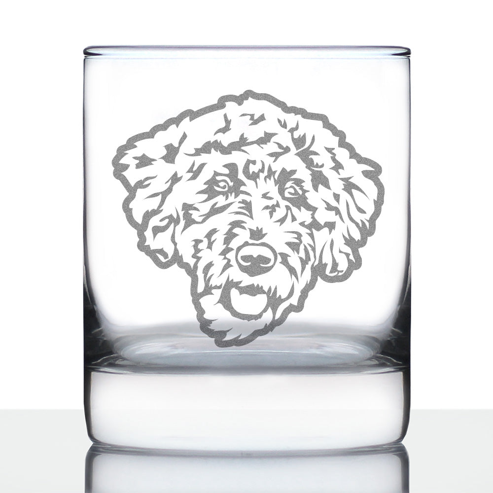 Labradoodle Face - Whiskey Rocks Glass - Labradoodle Gifts for Dog Lovers Women &amp;amp; Men - 10.25 oz Glasses
