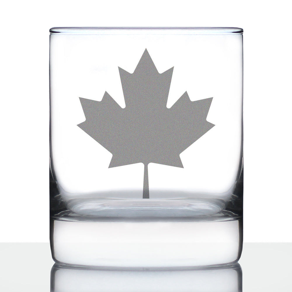 Canada Maple Leaf Rocks Glass - Canadian Flag Gifts and Decor for Women and Men - 10.25 Oz Glasses