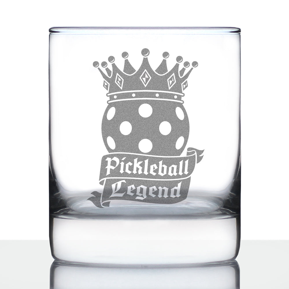 Pickleball Legend Engraved Rocks Glass Gifts for Picklers Weighted Whiskey Glasses - 10.25 oz
