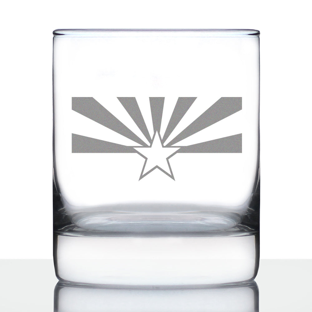 Arizona Flag Whiskey Rocks Glass - State Themed Drinking Decor and Gifts for Arizonan Women &amp;amp; Men - 10.25 Oz Whisky Tumbler Glasses