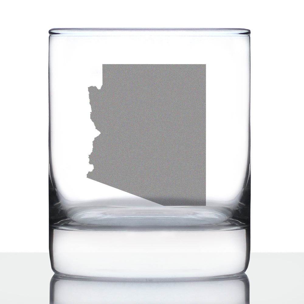 Arizona State Outline Whiskey Rocks Glass - State Themed Drinking Decor and Gifts for Arizonan Women &amp;amp; Men - 10.25 Oz Whisky Tumbler Glasses