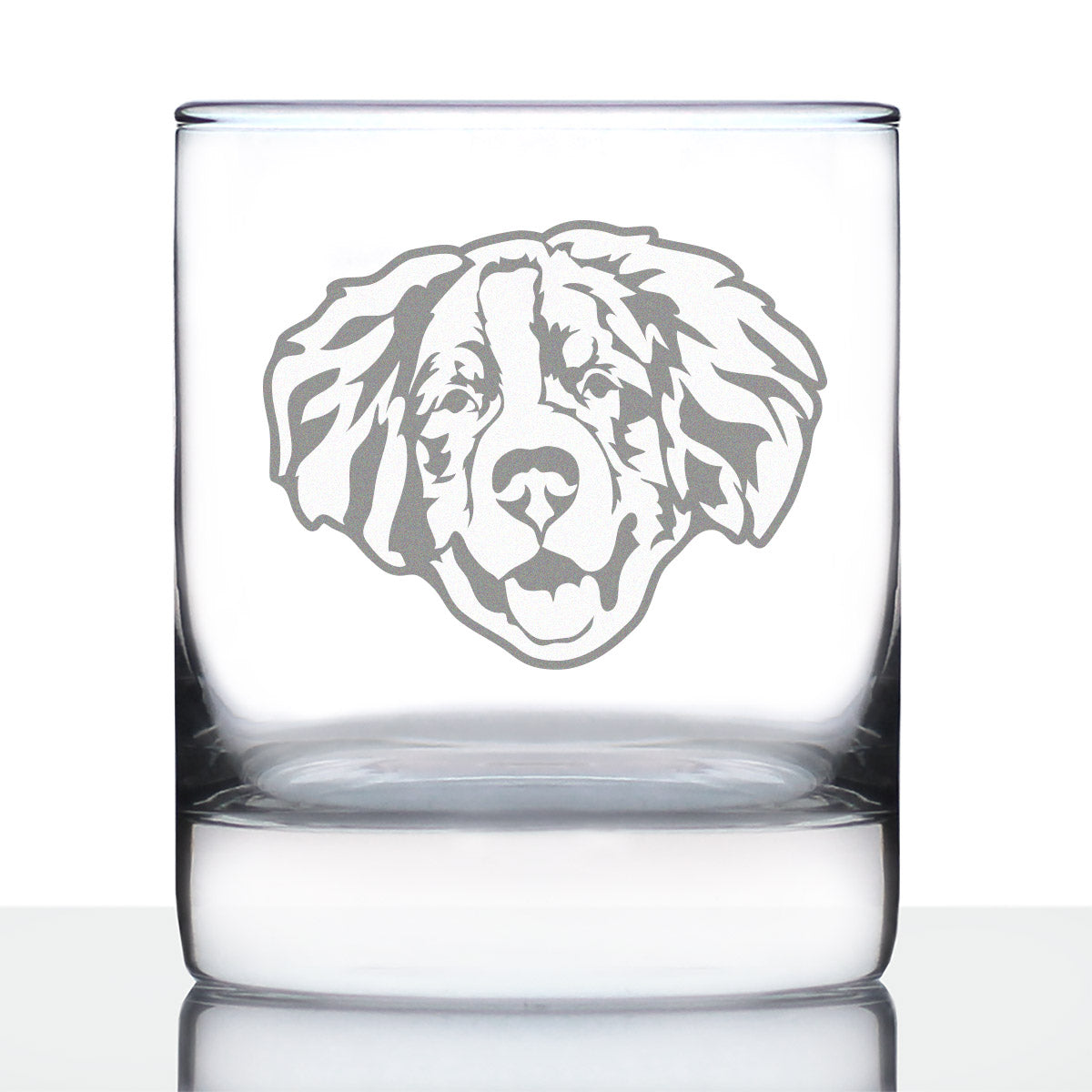 Bernese Mountain Dog Face Whiskey Rocks Glass - Unique Dog Themed Decor and Gifts for Moms &amp;amp; Dads of Berneses - 10.25 Oz