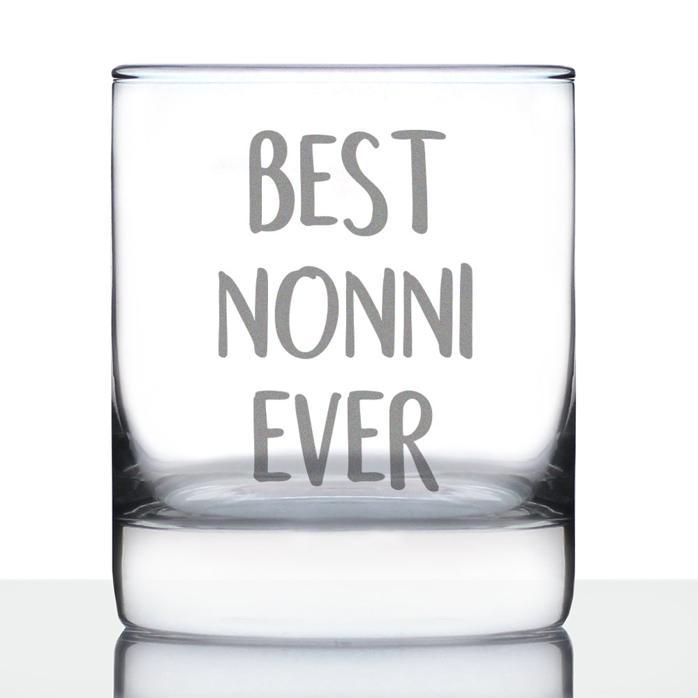 Best Nonni Ever 10 oz Rocks Glass or Old Fashioned Glass - Reveal Gift for New Grandmothers, Mother&amp;#39;s Day or Birthday Gift for Nonni
