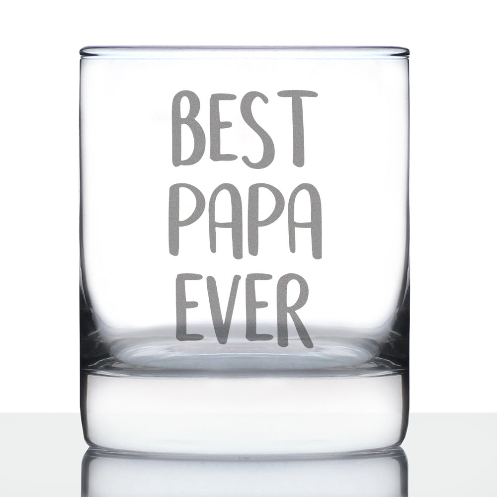 Best Papa Ever 10 oz Rocks Glass or Old Fashioned Glass, Etched Sayings, Father&amp;#39;s Day or Birthday Gift for Grandpa