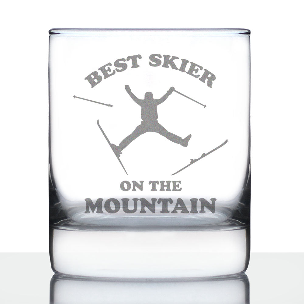 Best Skier - Whiskey Rocks Glass - Unique Skiing Themed Decor and Gifts for Mountain Lovers - 10.25 Oz Glasses