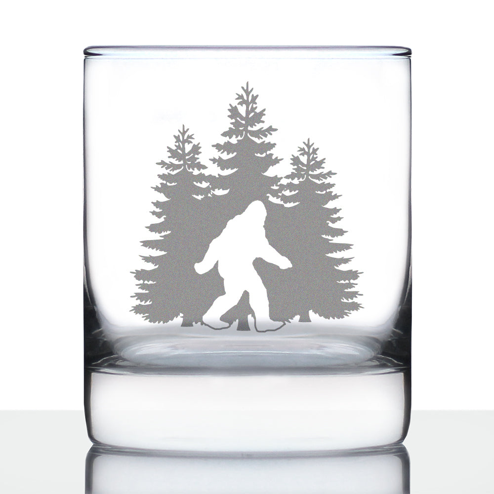 Bigfoot Engraved 10 Oz Rocks or Old Fashioned Whiskey Glass, Unique Sasquatch Themed Gifts, Funny Gift Idea for Outdoorsmen