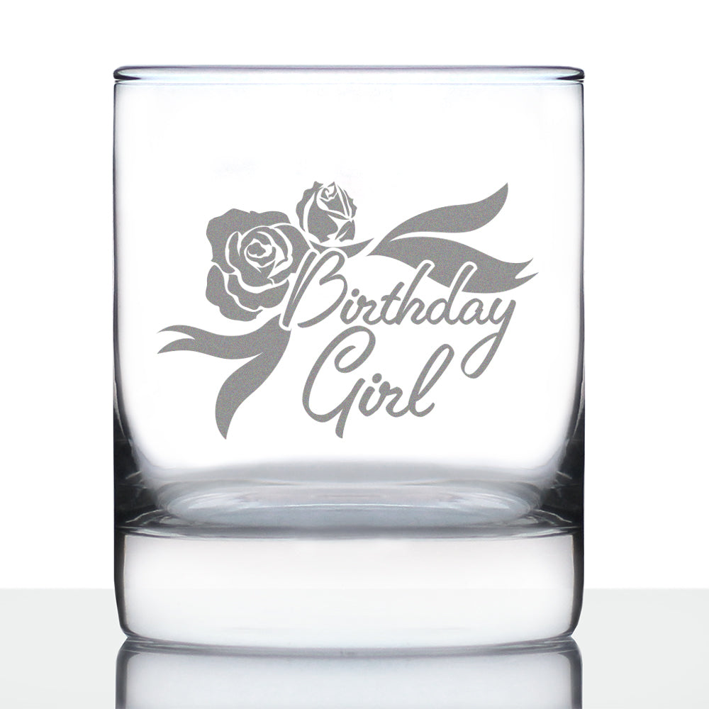 Birthday Girl - Whiskey Rocks Glass Birthday Gifts Women - Fun Retro Bday Whisky Drinking Tumbler
