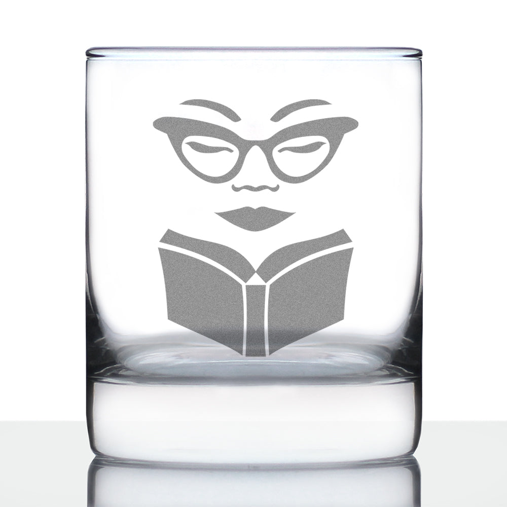 Book Reading Woman - 10 Ounce Rocks Glass