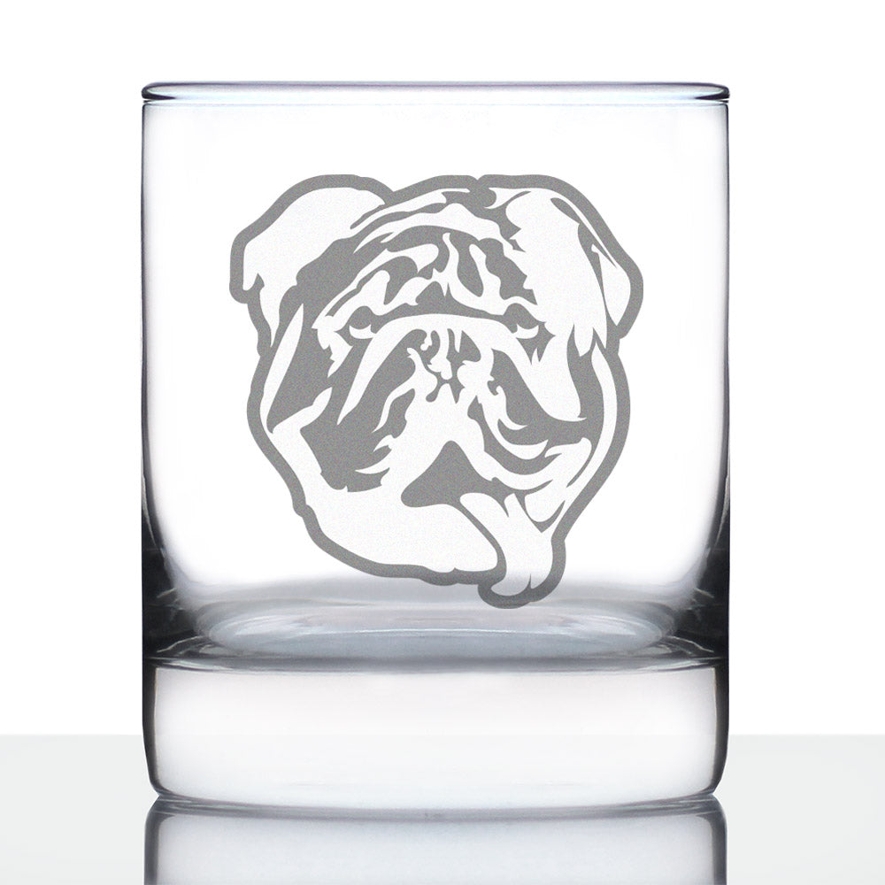 English Bulldog - Funny Whiskey Rocks Glass Gifts for Men &amp;amp; Women with Bulldogs - Fun Whisky Drinking Tumbler Décor