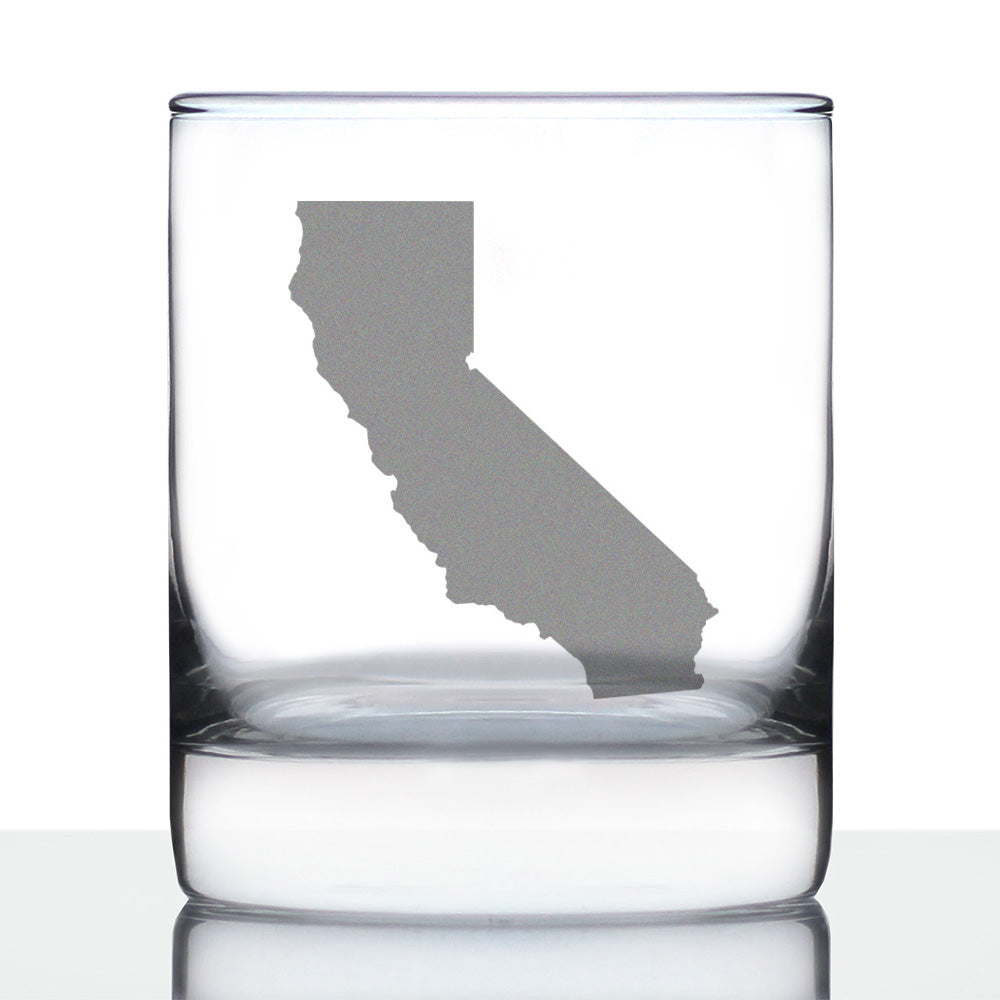 California State Outline Whiskey Rocks Glass - State Themed Drinking Decor and Gifts for Californian Women &amp;amp; Men - 10.25 Oz Whisky Tumbler Glasses