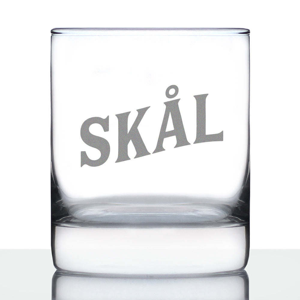 Skal - Norwegian Cheers - Whiskey Rocks Glass - Cute Norway Themed Gifts or Party Decor for Women and Men - 10.25 Oz