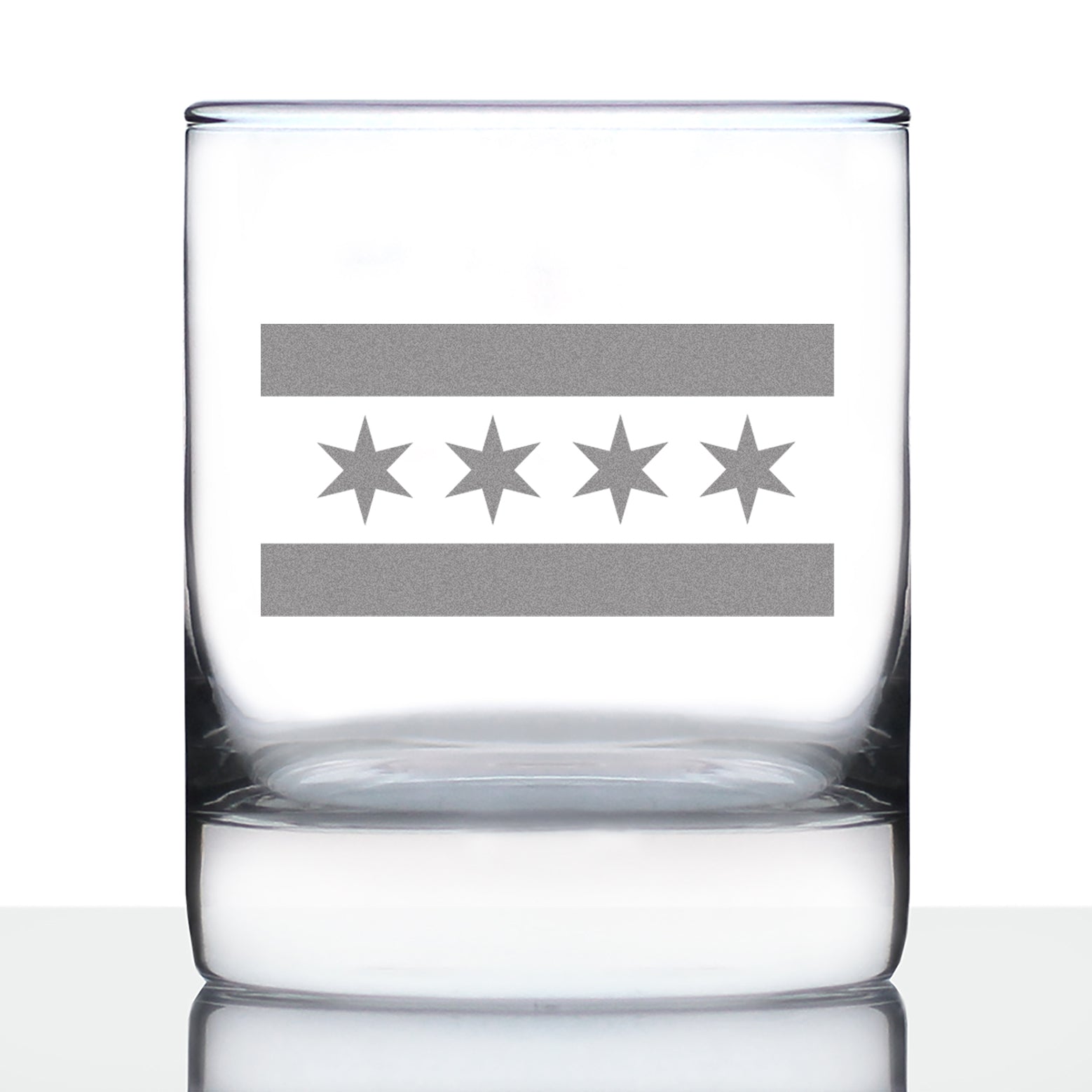 Chicago Flag - Whiskey Rocks Glass - Fun Unique Glass Gift for Chitown Lovers - Cute Chicago Themed Decor - 10.25 Oz
