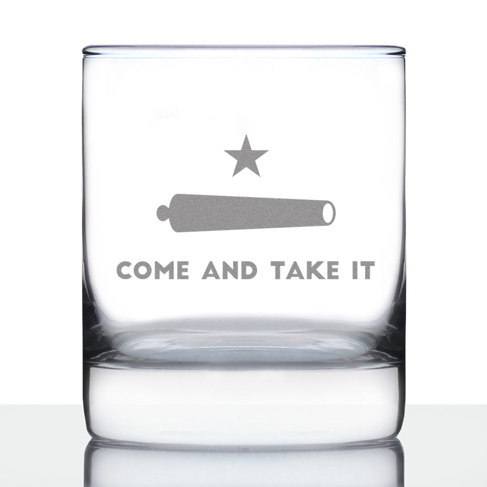 Come and Take It Texas Flag Whiskey Rocks Glass Gift for Men &amp;amp; Women - 10.25 oz Glassware - Barware Decor for Texans