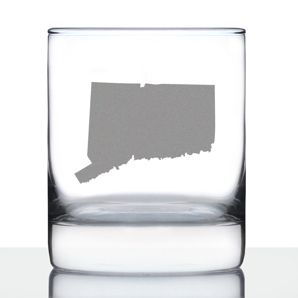 Connecticut State Outline Whiskey Rocks Glass - State Themed Drinking Decor and Gifts for Connecticuters and Nutmegger Women &amp;amp; Men - 10.25 Oz Whisky Tumbler Glasses