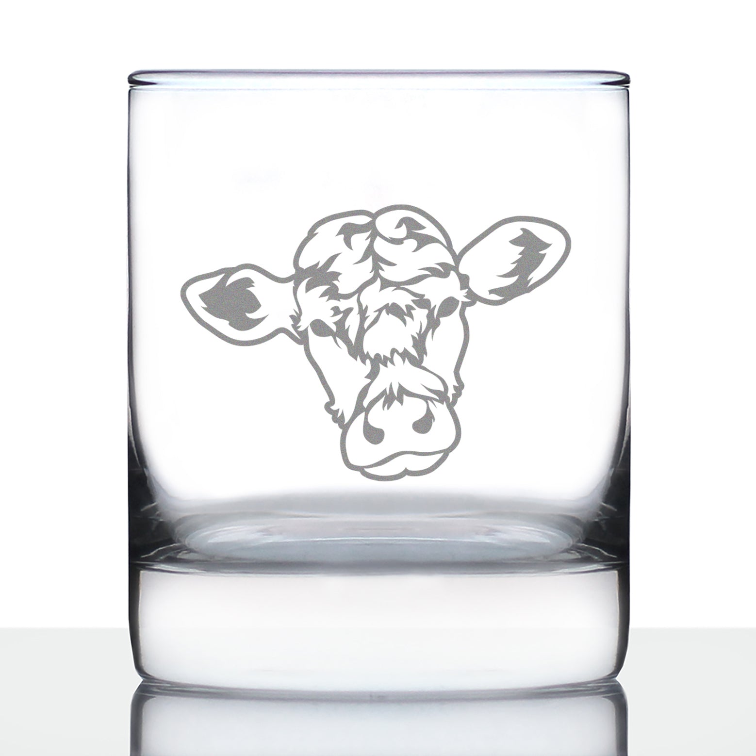 Cow Face Whiskey Rocks Glass - Funny Unique Farm Animal Themed Decor and Gifts for Cow Lovers - 10.25 Oz