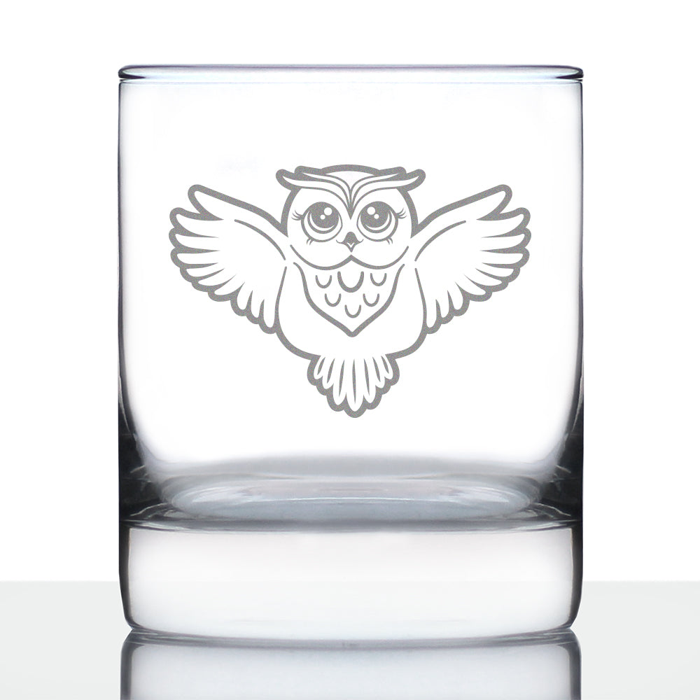 Cute Owl Rocks Glass - Fun Owl Decor and Gifts for Women and Men - 10.25 Oz Glasses