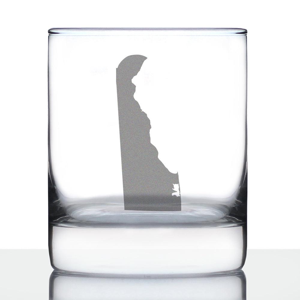 Delaware State Outline Whiskey Rocks Glass - State Themed Drinking Decor and Gifts for Delawarean Women &amp;amp; Men - 10.25 Oz Whisky Tumbler Glasses
