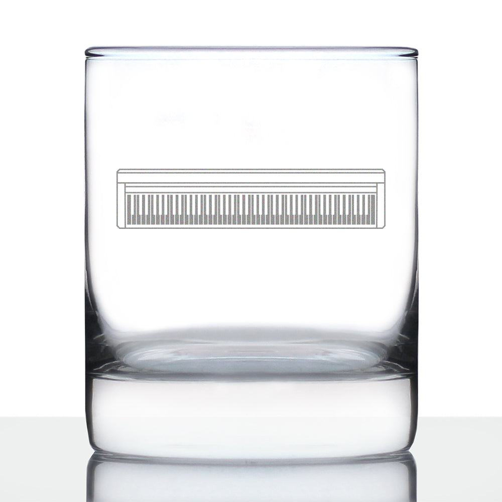 Piano Keyboard Rocks Glass - Music Gifts for Musicians, Teachers and Musical Accessories for Women and Men that Play Keys - 10.25 Oz Glasses