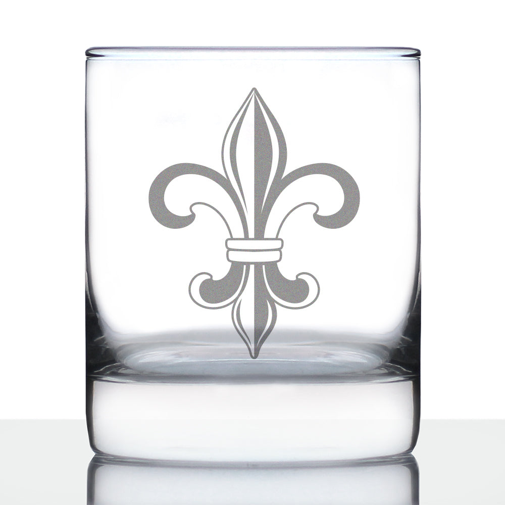 Fleur de Lis Rocks Glass - French Fleur de Lis Decor and Gifts - 10.25 Oz Glasses