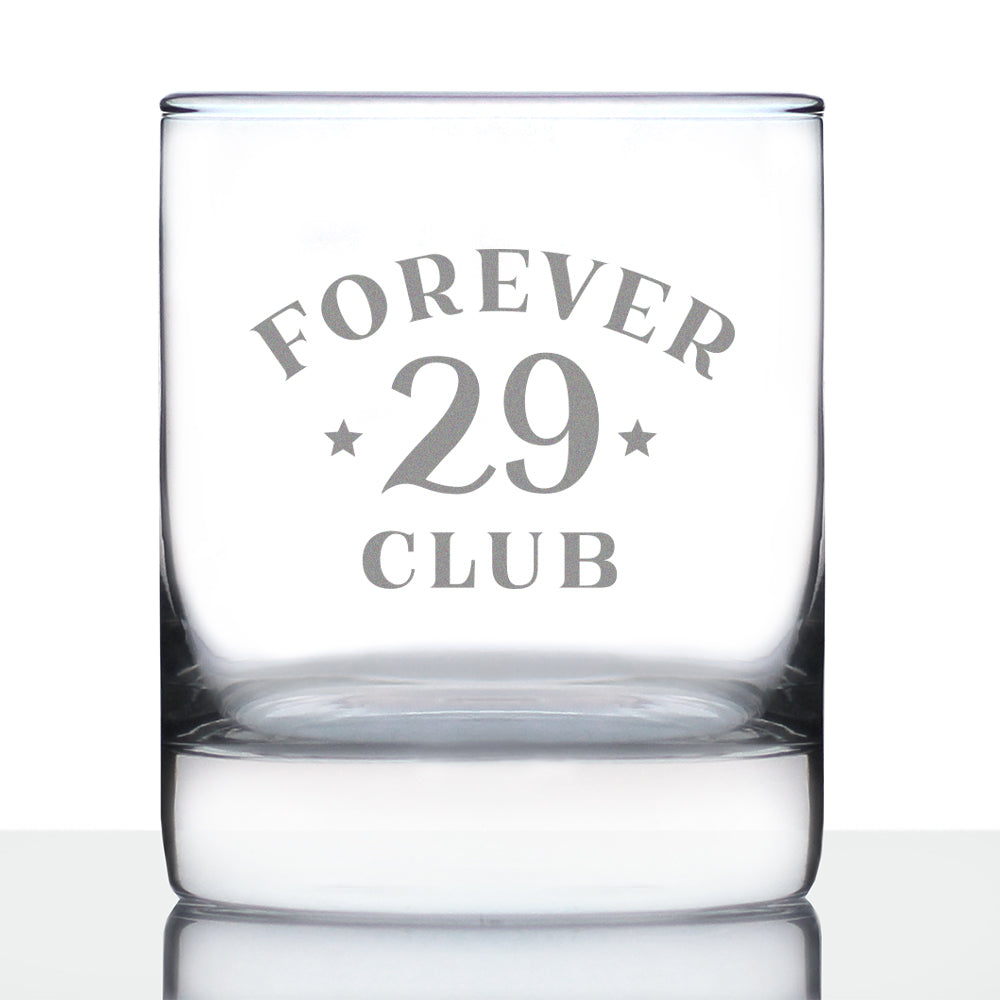 Forever 29 Club - Whiskey Rocks Glass 30th Birthday Gifts for Men &amp;amp; Women Turning 30 - Fun Retro Bday Whisky Drinking Tumbler - 10.25 Oz