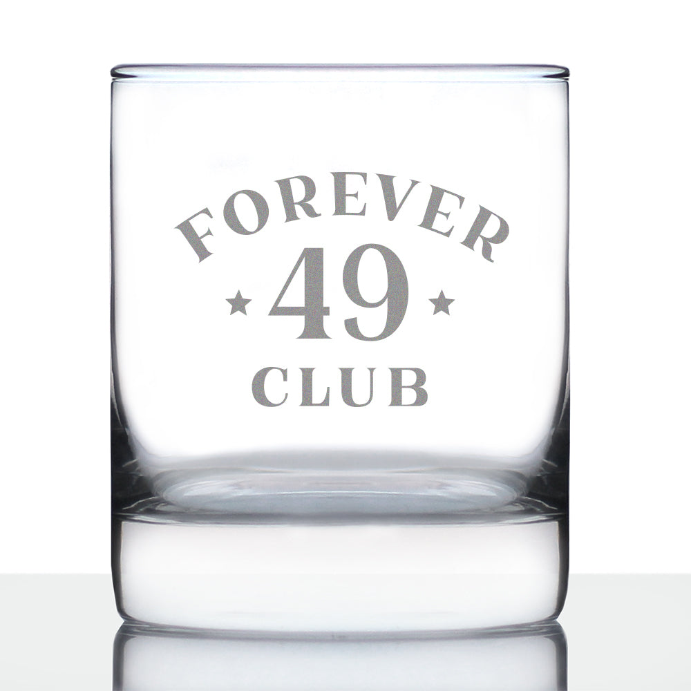 Forever 49 Club - Whiskey Rocks Glass 50th Birthday Gifts for Men &amp;amp; Women Turning 50 - Fun Retro Bday Whisky Drinking Tumbler - 10.25 Oz
