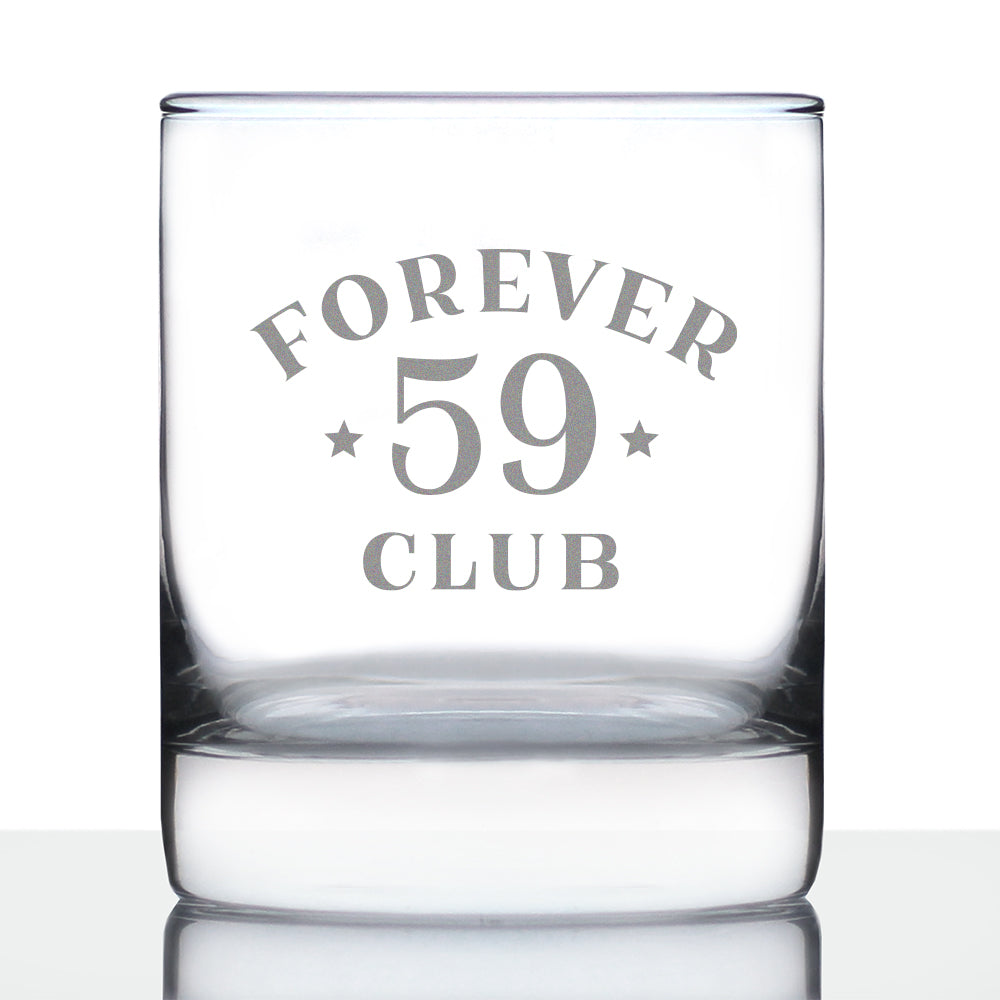 Forever 59 Club - Whiskey Rocks Glass 60th Birthday Gifts for Men &amp;amp; Women Turning 60 - Fun Retro Bday Whisky Drinking Tumbler - 10.25 Oz