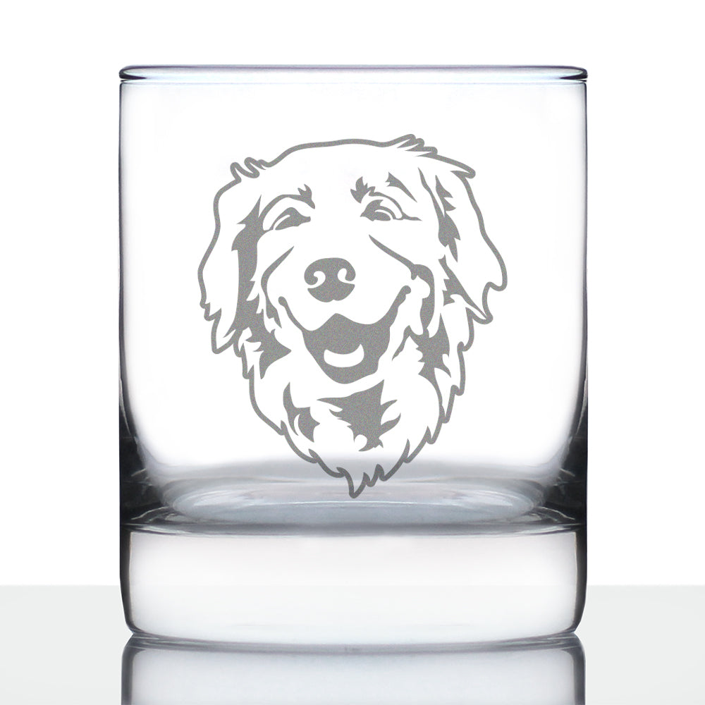 NEW Golden Retriever Happy Face - 10 Ounce Rocks Glass