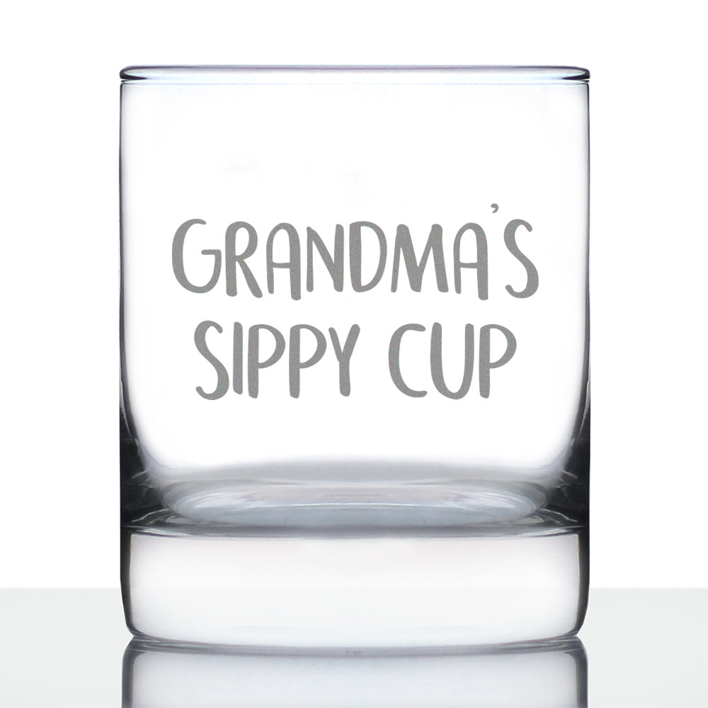 Grandma&amp;#39;s Sippy Cup - Unique Whiskey Rocks Glass for Grandmothers - Cute Grandparents Themed Gifts - 10.25 Oz