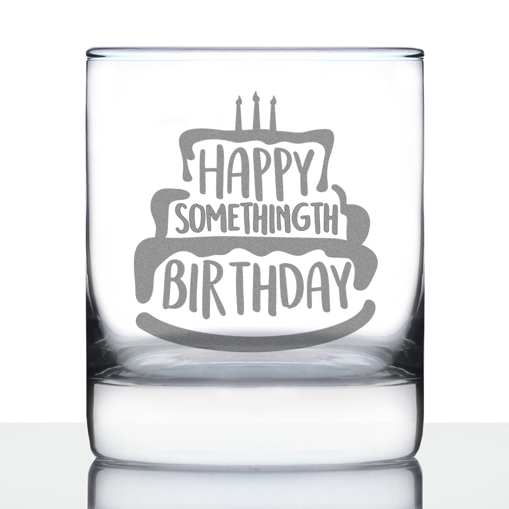 Happy Somethingth Birthday - Whiskey Rocks Glass - Funny Birthday Gifts for Women &amp;amp; Men Over the Hill - Whisky Tumbler