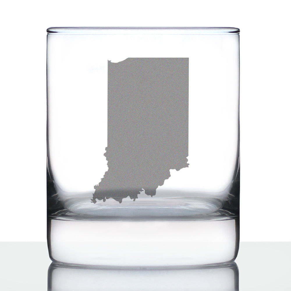 Indiana State Outline Whiskey Rocks Glass - State Themed Drinking Decor and Gifts for Hoosier Women &amp;amp; Men - 10.25 Oz Whisky Tumbler Glasses