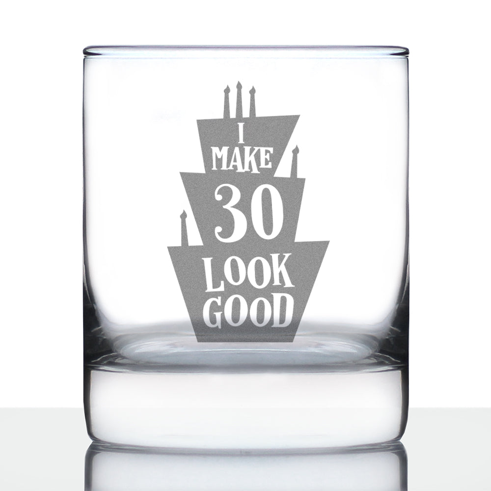 Make 30 Look Good - Funny 30th Birthday Whiskey Rocks Glass Gifts for Men &amp;amp; Women Turning 30 - Whisky Drinking Tumbler