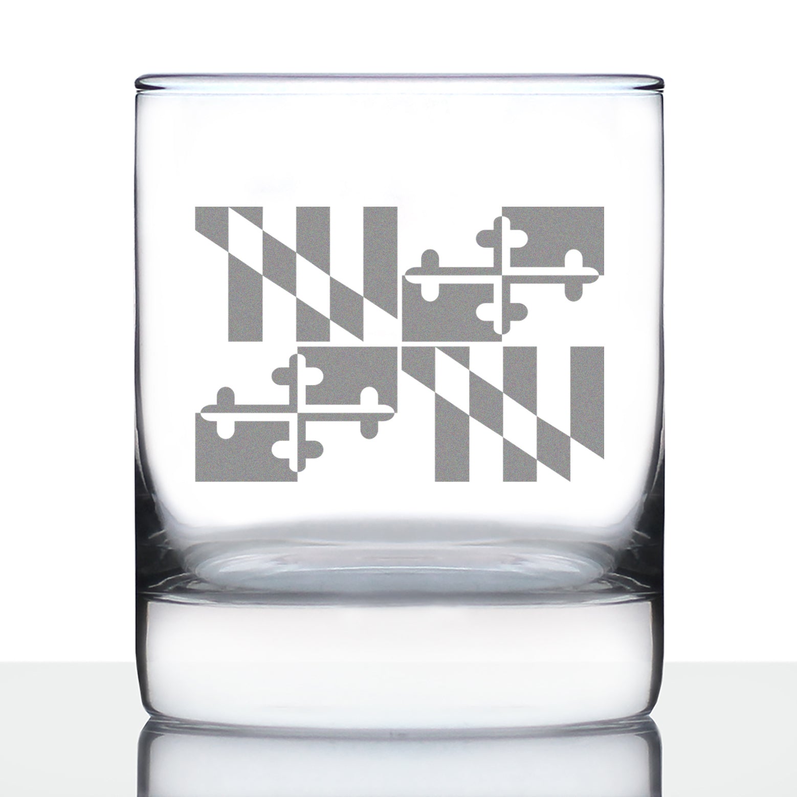 Maryland Flag Whiskey Rocks Glass - State Themed Drinking Decor and Gifts for Marylander Women &amp;amp; Men - 10.25 Oz Whisky Tumbler Glasses