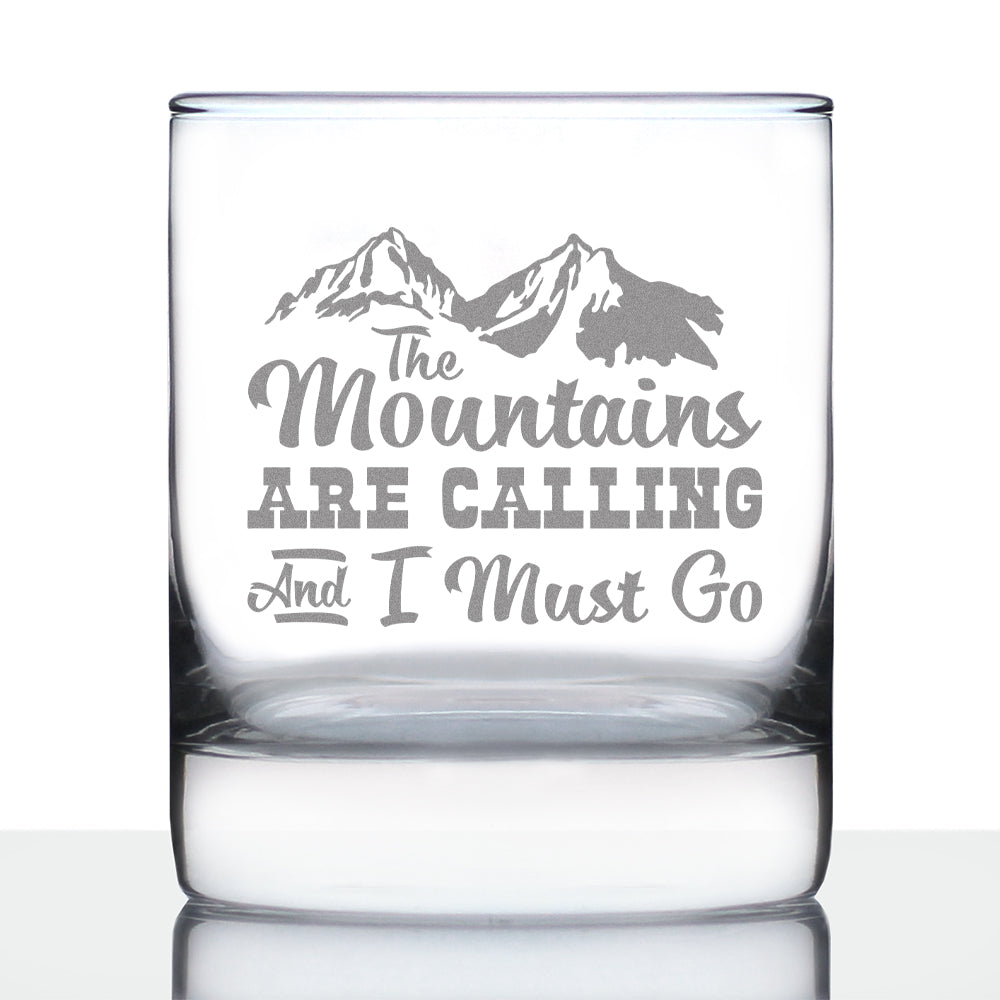 Mountains are Calling - Funny Whiskey Rocks Glass Gifts for Outdoorsy Men &amp;amp; Women - Fun Whisky Drinking Tumbler Décor