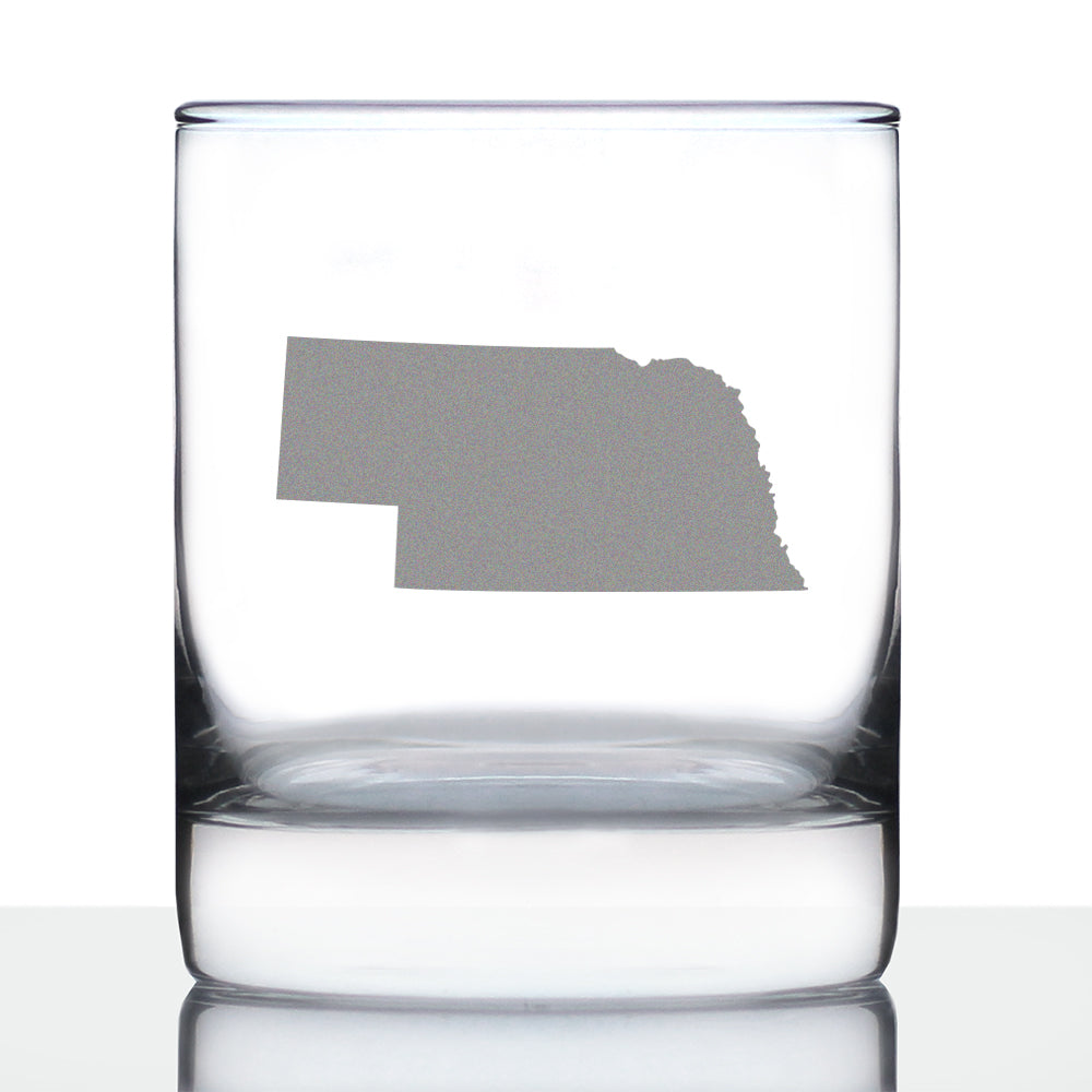 Nebraska State Outline Whiskey Rocks Glass - State Themed Drinking Decor and Gifts for Nebraskan Women &amp;amp; Men - 10.25 Oz Whisky Tumbler Glasses