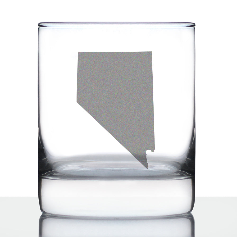 Nevada State Outline Whiskey Rocks Glass - State Themed Drinking Decor and Gifts for Nevadan Women &amp;amp; Men - 10.25 Oz Whisky Tumbler Glasses