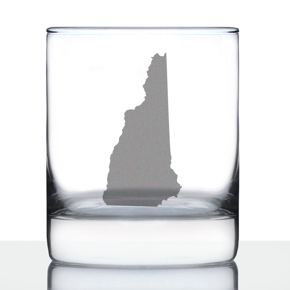 New Hampshire State Outline Whiskey Rocks Glass - State Themed Drinking Decor and Gifts for New Hampshirite Women &amp;amp; Men - 10.25 Oz Whisky Tumbler Glasses