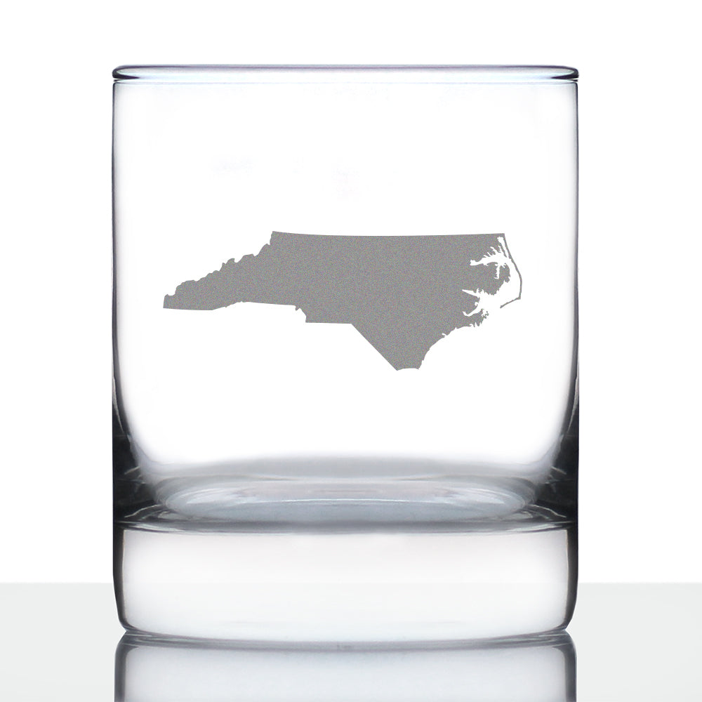 North Carolina State Outline Whiskey Rocks Glass - State Themed Drinking Decor and Gifts for North Carolinian Women &amp;amp; Men - 10.25 Oz Whisky Tumbler Glasses
