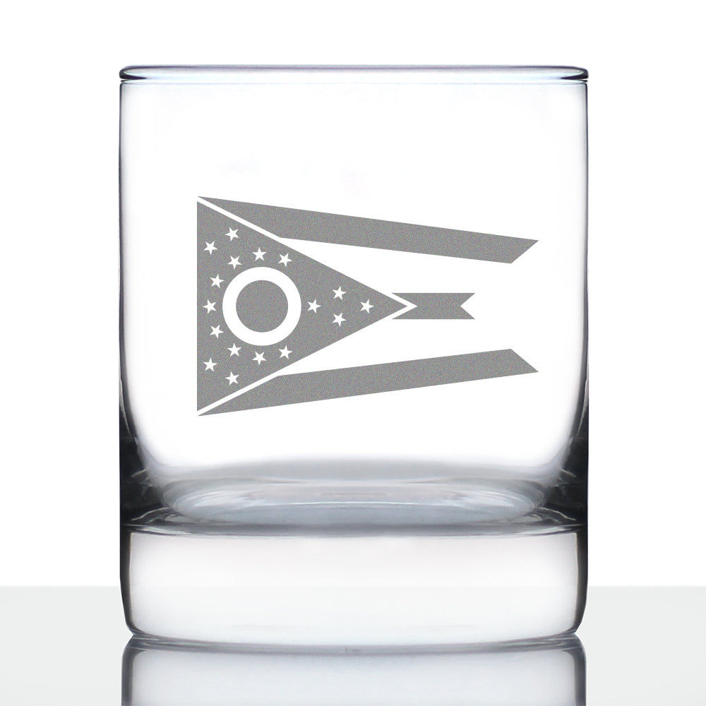 Ohio Flag Whiskey Rocks Glass - State Themed Drinking Decor and Gifts for Ohioan Women &amp;amp; Men - 10.25 Oz Whisky Tumbler Glasses