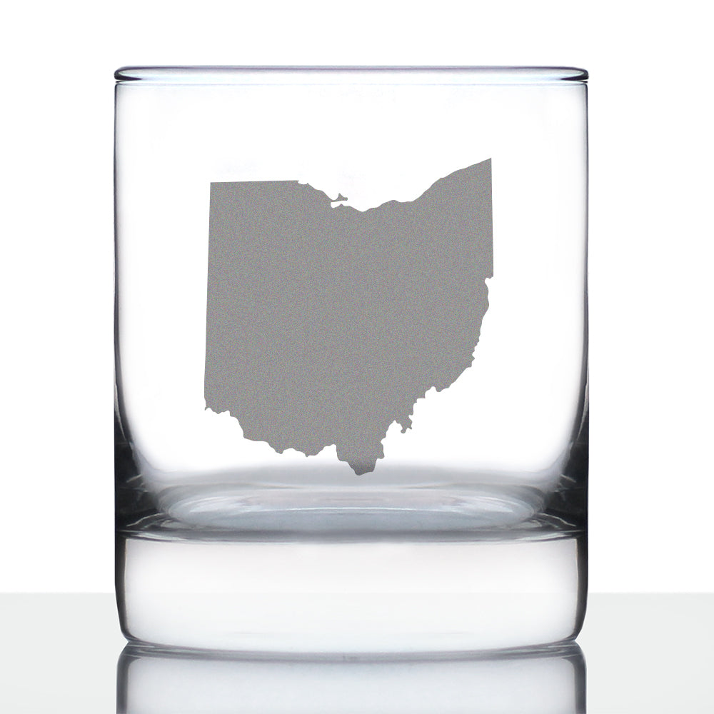 Ohio State Outline Whiskey Rocks Glass - State Themed Drinking Decor and Gifts for Ohioan Women &amp;amp; Men - 10.25 Oz Whisky Tumbler Glasses