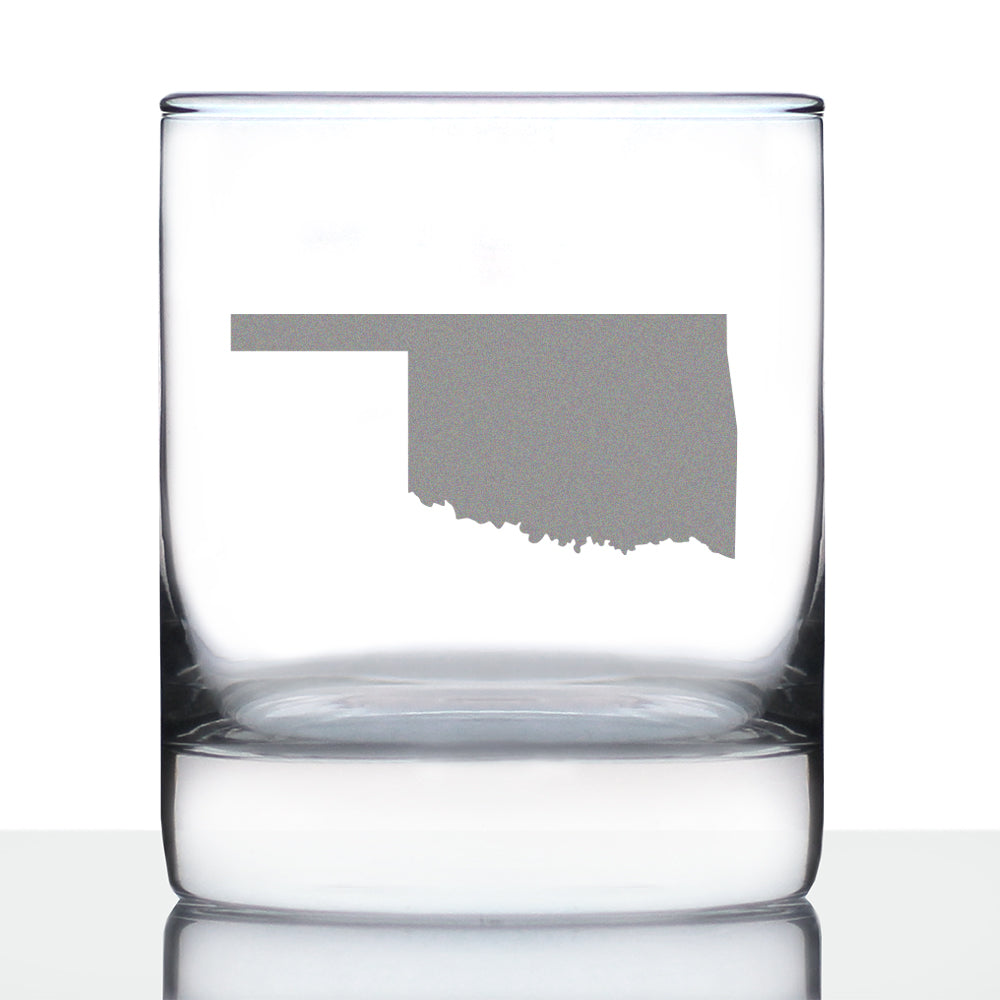 Oklahoma State Outline Whiskey Rocks Glass - State Themed Drinking Decor and Gifts for Oklahoman Women &amp;amp; Men - 10.25 Oz Whisky Tumbler Glasses