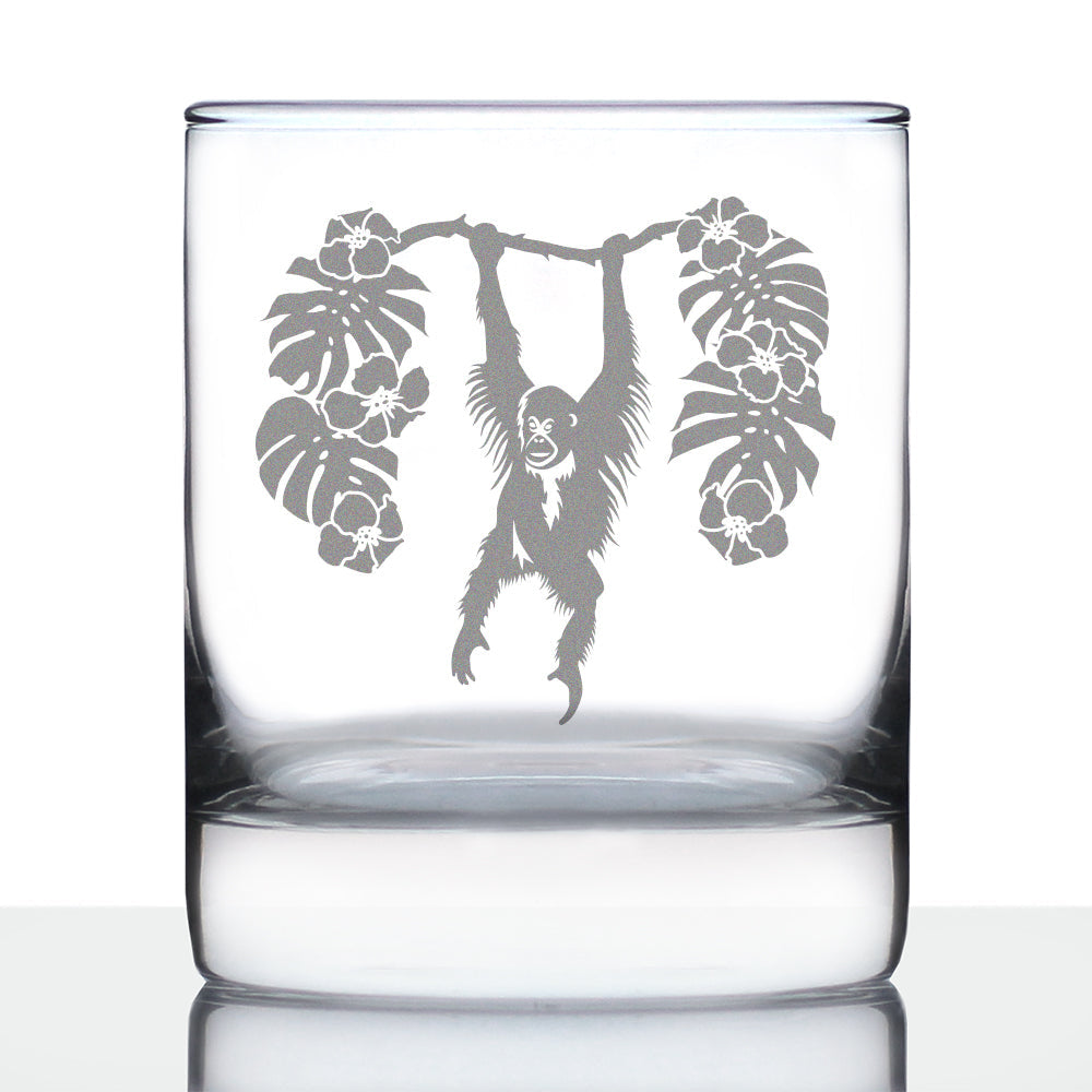 Orangutan Rocks Glass - Fun Wild Animal Themed Decor and Gifts for Lovers of Apes and Monkeys - 10.25 Oz Glasses