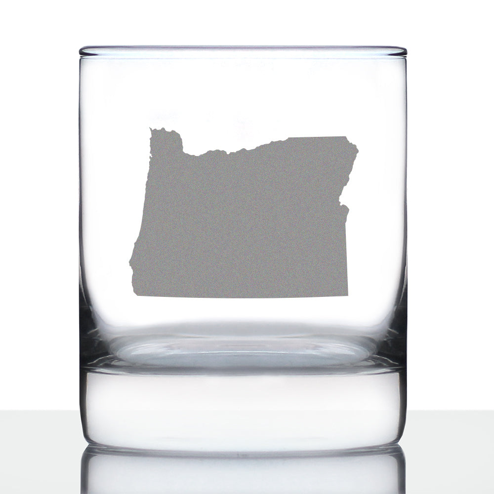 Oregon State Outline Whiskey Rocks Glass - State Themed Drinking Decor and Gifts for Oregonian Women &amp;amp; Men - 10.25 Oz Whisky Tumbler Glasses