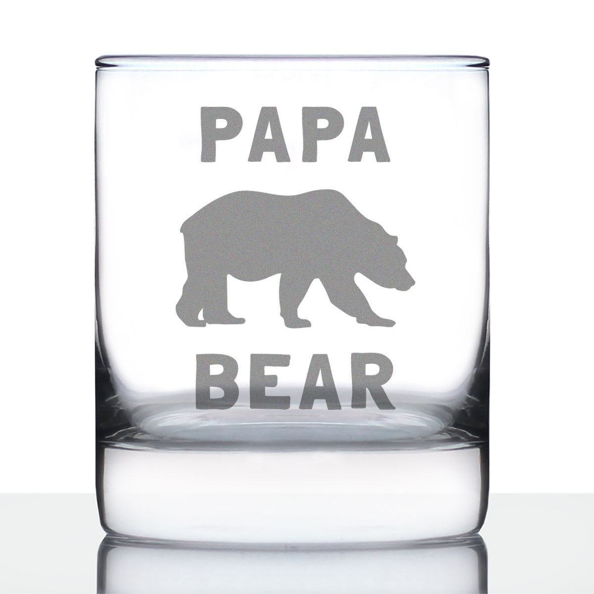 Papa Bear Whiskey Rocks Glass - Cute Funny Dad Gift Ideas for Father&amp;#39;s Day or Birthday - 10.25 Oz Glasses