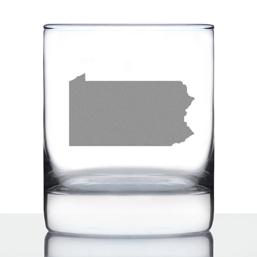 Pennsylvania State Outline Whiskey Rocks Glass - State Themed Drinking Decor and Gifts for Pennsylvanian Women &amp;amp; Men - 10.25 Oz Whisky Tumbler Glasses