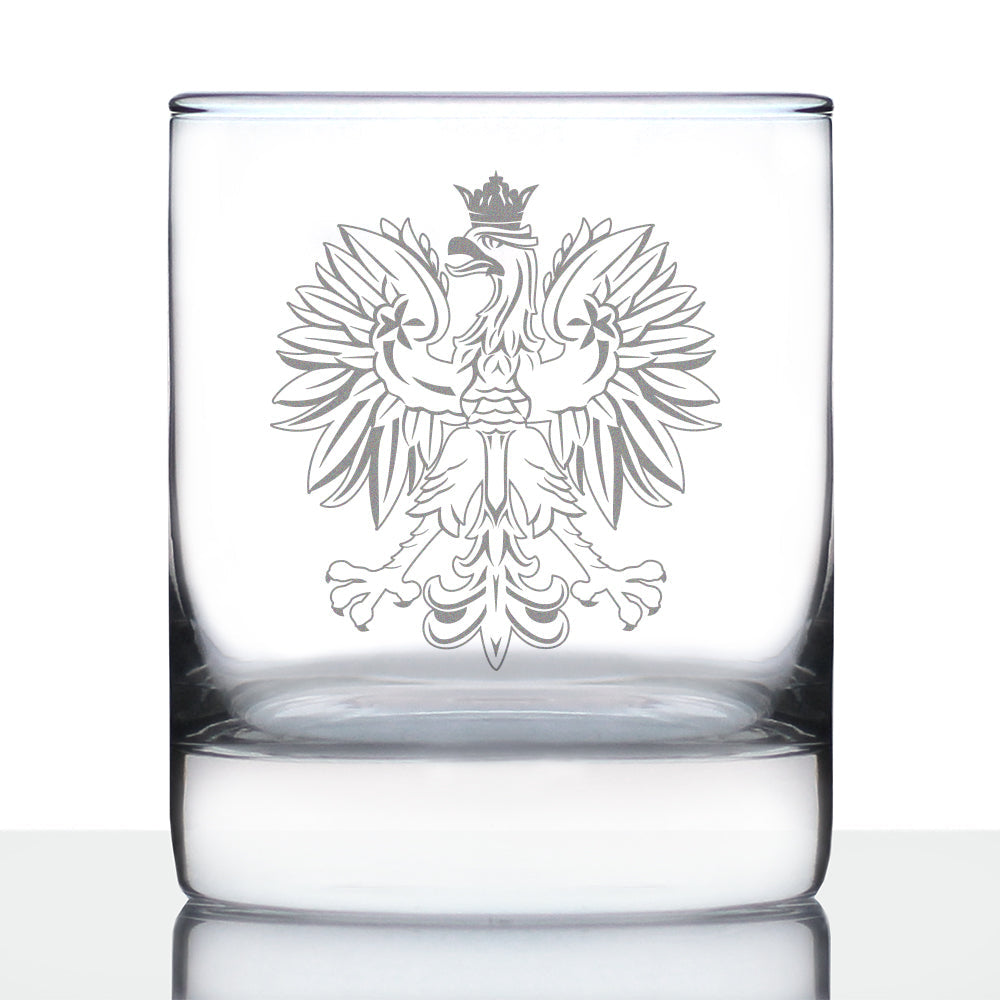 Polish Eagle - Engraved 10 oz Rocks Glass, Party Cup for Poles, Unique Poland Gifts