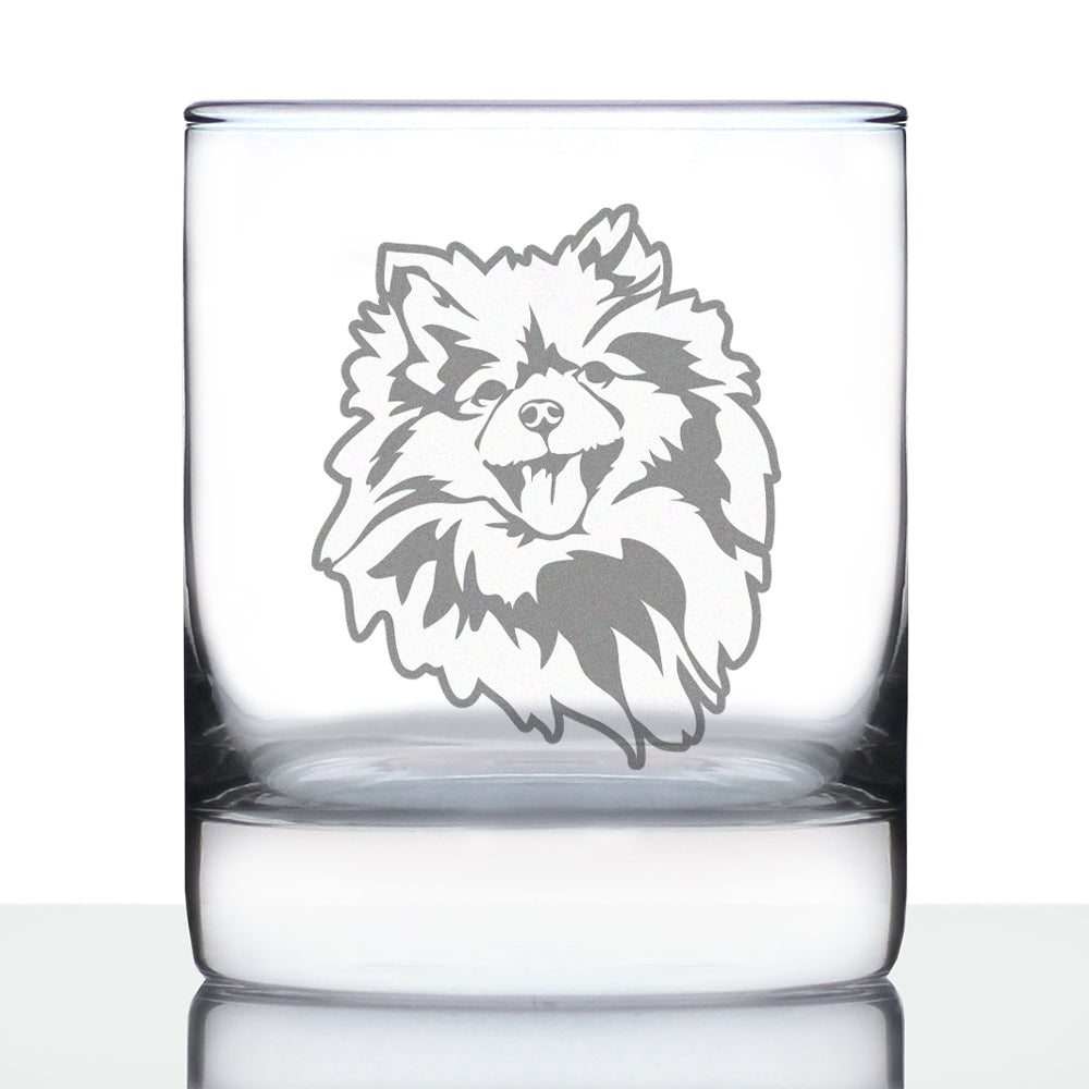 Pomeranian Face Whiskey Rocks Glass - Unique Dog Themed Decor and Gifts for Moms &amp;amp; Dads of Pomeranians - 10.25 Oz